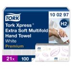 Tork lehtkätepaber H2 Xpress Multifold eriti pehme valge 4 paneelne 2-kihiline 100  lehte/pakis