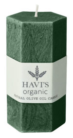 Havi´s lauaküünal Olive Oil tumeroheline h 10 cm