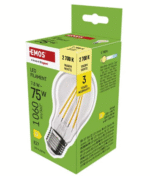 EMOS LED pirn 7,8W (75W) E27 filament A60 soe valgus