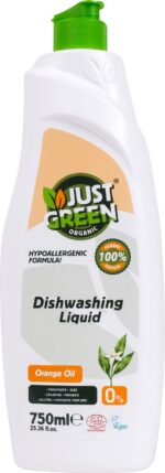 Just Green Organic käsinõudepesuvahend apelsiniõliga 750 ml