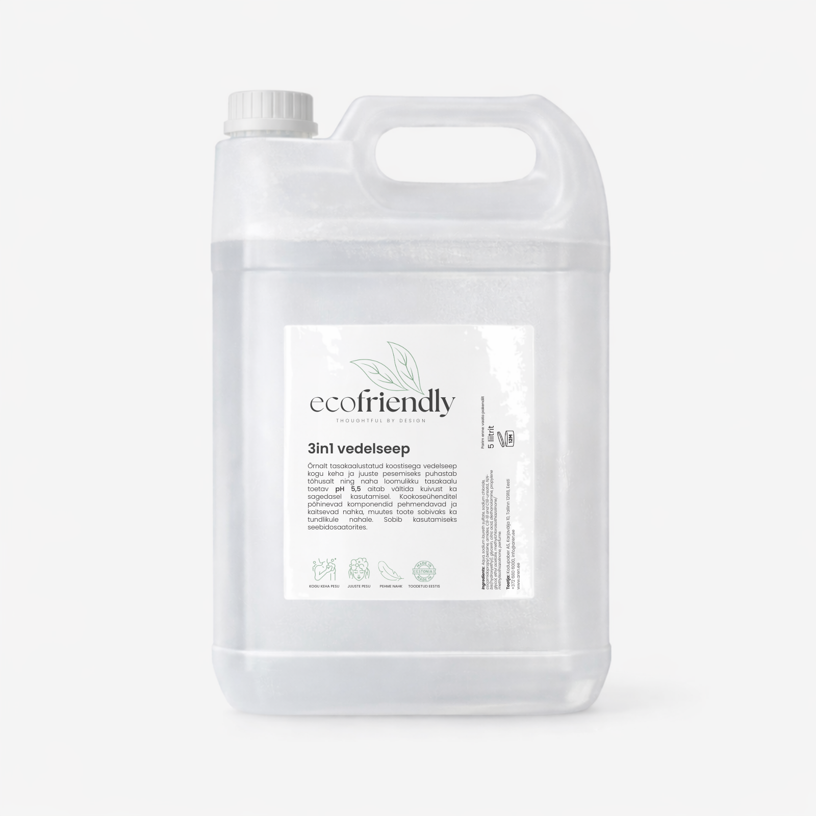 Eco-Friendly 3in1 vedelseep (juukse, käte, keha) 5L